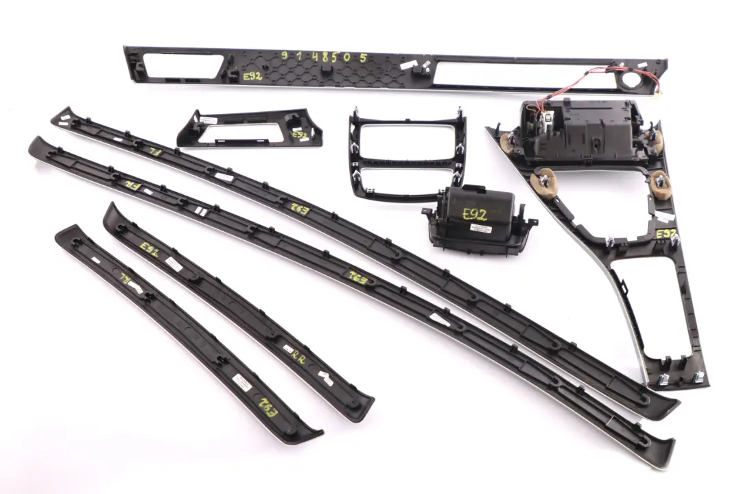 Complete Interior Trim Set Dashboard Dash Glaciersilber Silver to BMW 3 Series E92 with Part number 9148505 BMW 3 Series E92 Complete Interior Trim Set Dashboard Dash Glaciersilber Silver - SKU rhd-9148505 - Part number 9148505