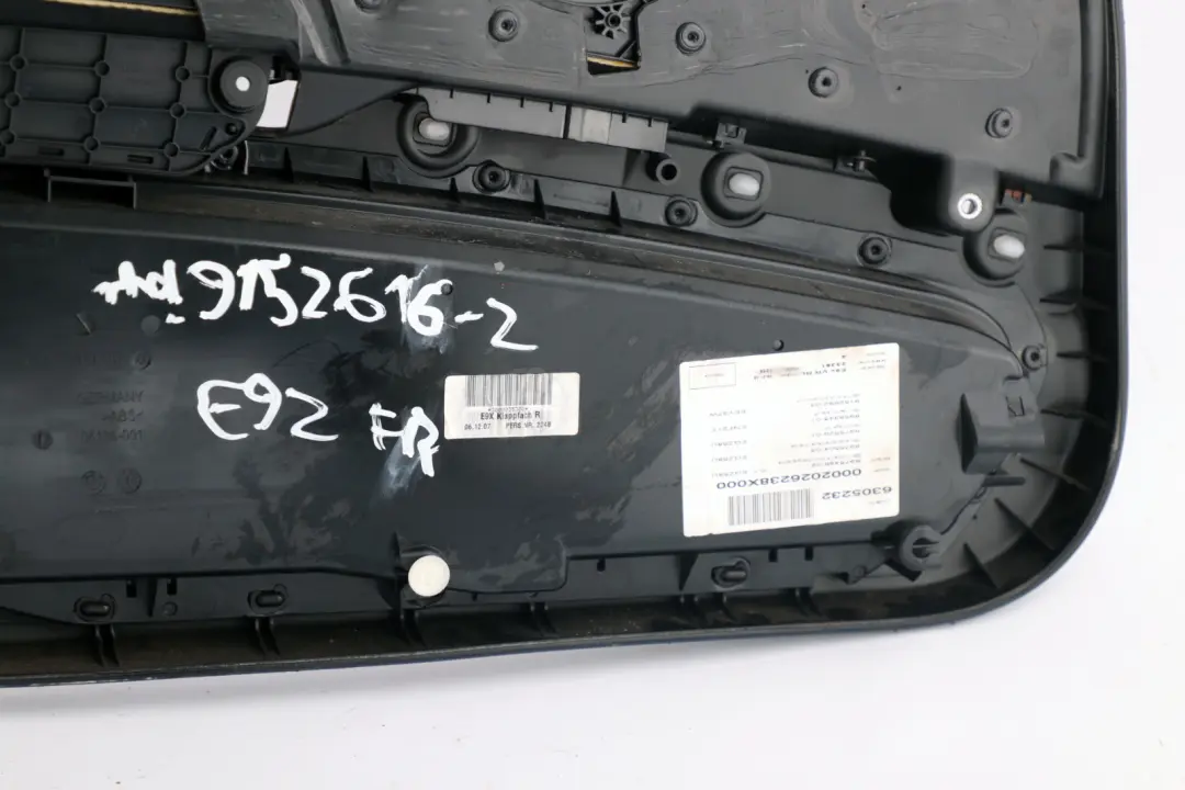 Front Right O/S Door Card Cloth Lining Anthracite Trim Panel to BMW 3 Series E92 2 with Part number 9152616 BMW 3 Series E92 2 Front Right O/S Door Card Cloth Lining Anthracite Trim Panel - SKU rhd-9152616-2 - Part number 9152616