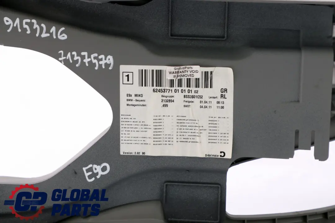 BMW 3 Series E90 E91 LCI 2 Grey Split Slide Centre Console Leatherette Armrest - SKU rhd-9153216-2 - Part number 9153216