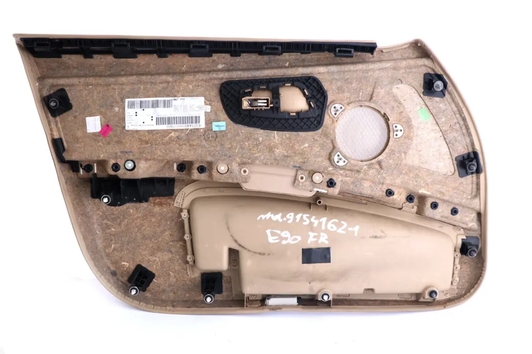 Front Right O/S Door Card Lining Cloth Fabric Beige to BMW 3 Series E90 E91 1 with Part number 9154162 BMW 3 Series E90 E91 1 Front Right O/S Door Card Lining Cloth Fabric Beige - SKU rhd-9154162-1 - Part number 9154162