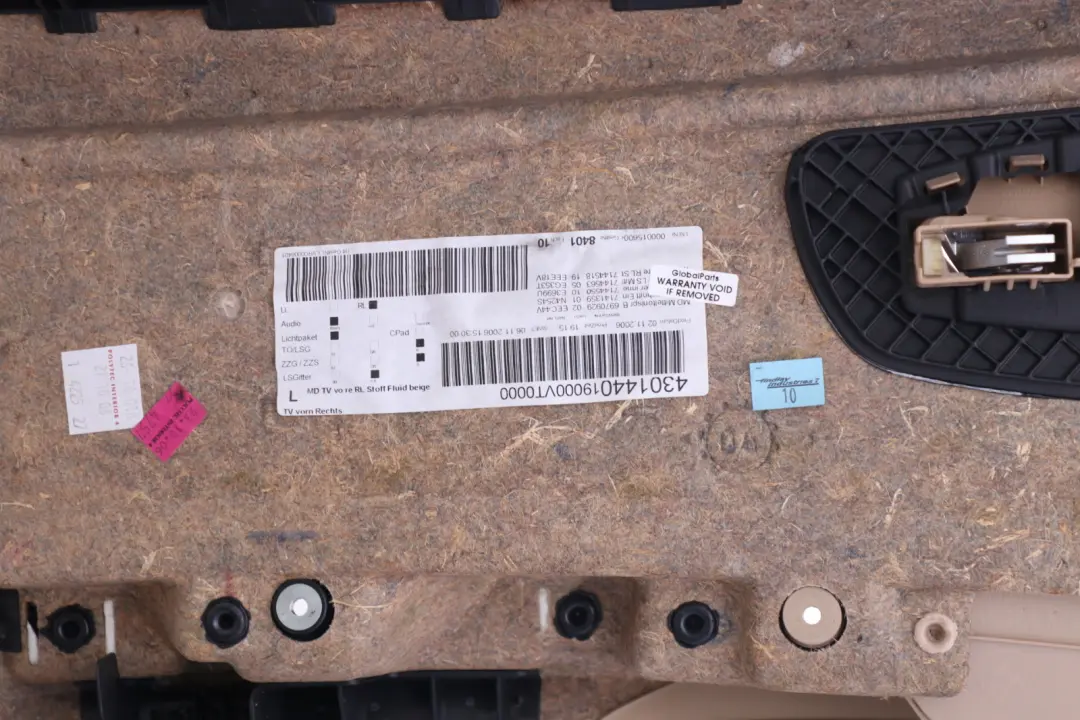 Front Right O/S Door Card Lining Cloth Fabric Beige to BMW 3 Series E90 E91 1 with Part number 9154162 BMW 3 Series E90 E91 1 Front Right O/S Door Card Lining Cloth Fabric Beige - SKU rhd-9154162-1 - Part number 9154162