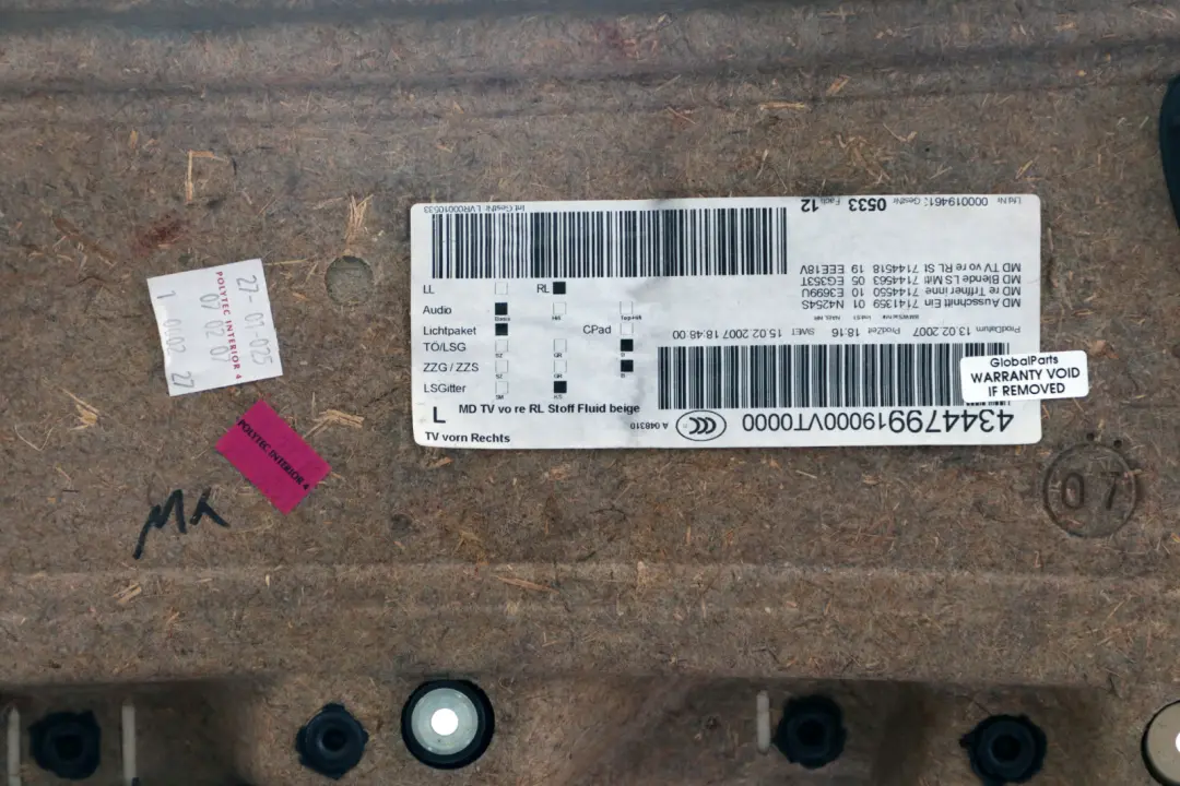 Front Right O/S Door Card Lining Cloth Fabric Beige to BMW 3 Series E90 E91 2 with Part number 9154162 BMW 3 Series E90 E91 2 Front Right O/S Door Card Lining Cloth Fabric Beige - SKU rhd-9154162-2 - Part number 9154162