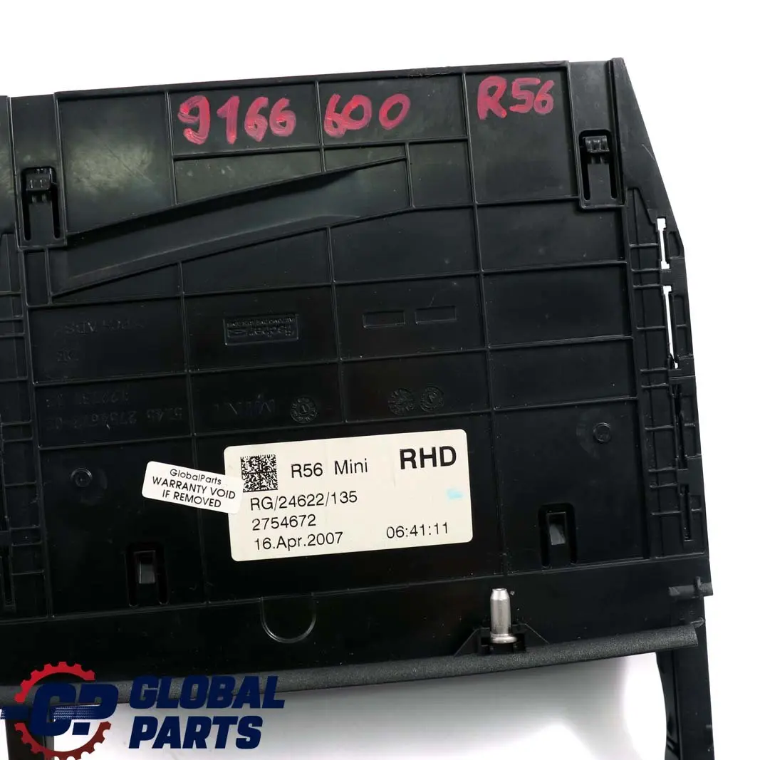 Carrier CD Changer Storage Compartment Panel to MINI Cooper R55 R56 R57 LCI with Part number 9166600 MINI Cooper R55 R56 R57 LCI Carrier CD Changer Storage Compartment Panel - SKU rhd-9166600 - Part number 9166600