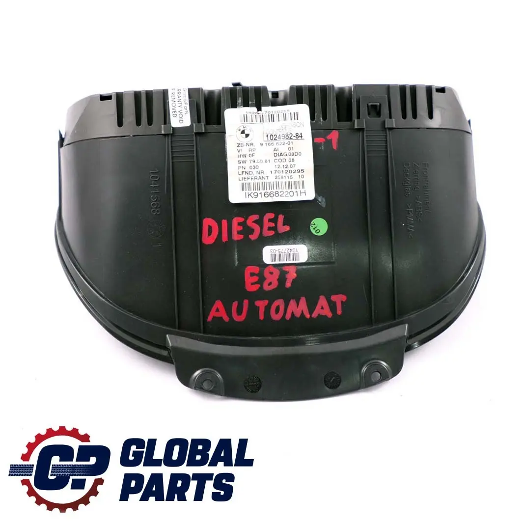 BMW 1 Series E81 E87 Diesel Speedo Clocks Instrument Cluster Automatic - SKU rhd-9166822-1 - Part number 9166822