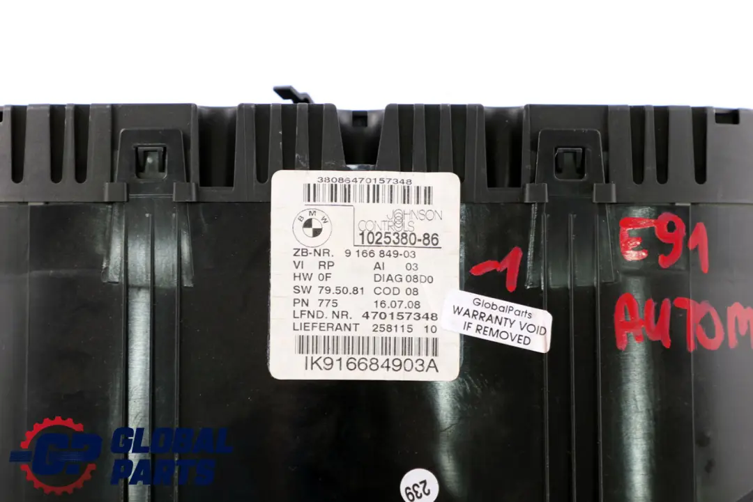 Instrument Cluster Speedo Clocks Automatic to BMW 3 Series E90 E91 Diesel with Part number 9166849 BMW 3 Series E90 E91 Diesel Instrument Cluster Speedo Clocks Automatic - SKU rhd-9166849-1 - Part number 9166849