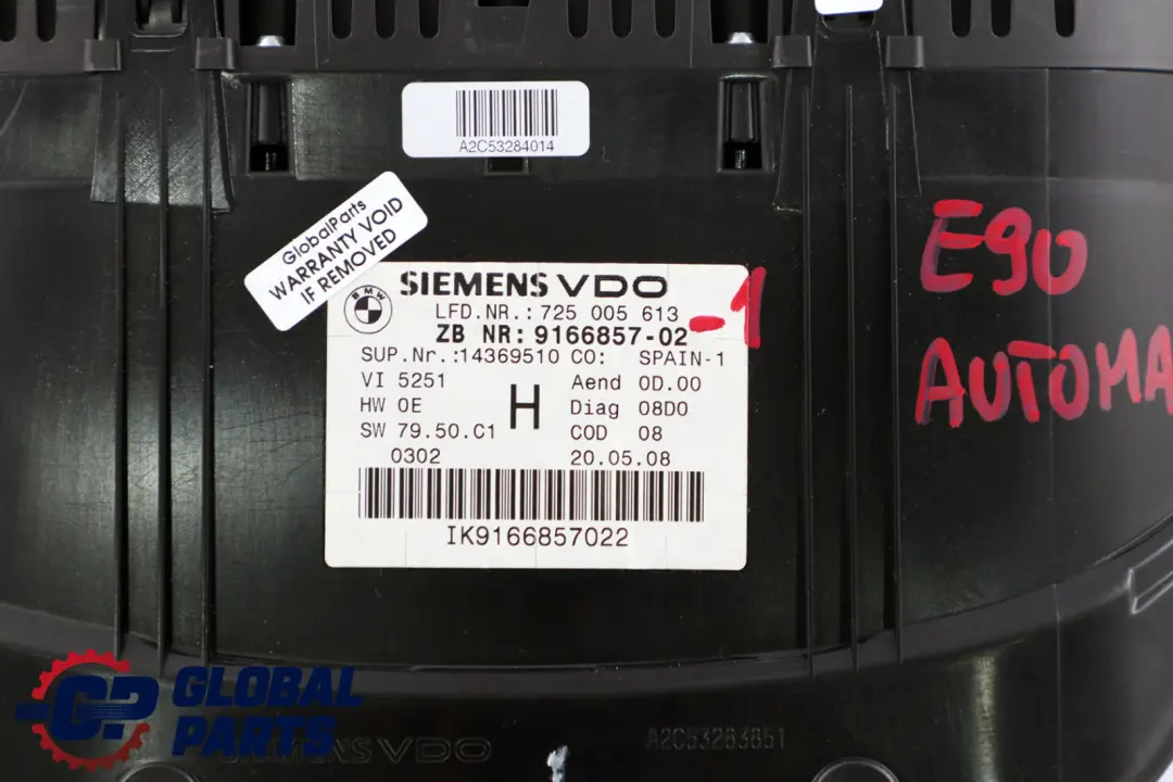 Instrument Cluster Speedo Clocks 9166857 to BMW 3 Series E90 E90N E91 E92 Petrol with Part number 9148045 BMW 3 Series E90 E90N E91 E92 Petrol Instrument Cluster Speedo Clocks 9166857 - SKU rhd-9166857-1 - Part number 9148045