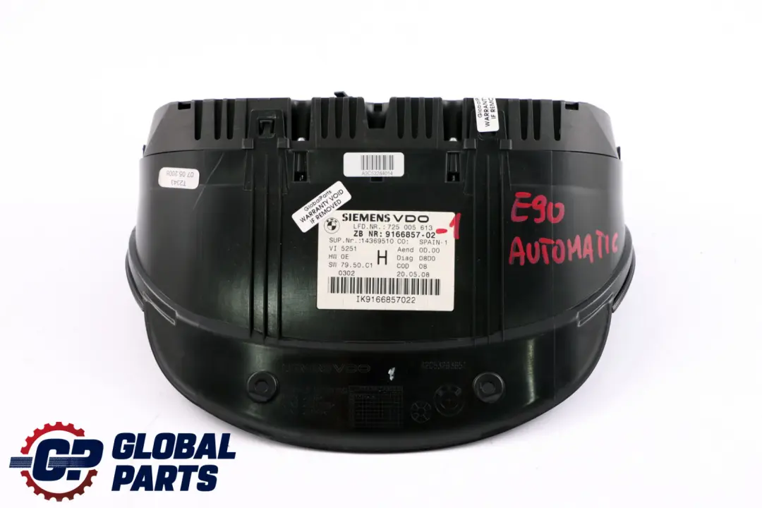 Instrument Cluster Speedo Clocks 9166857 to BMW 3 Series E90 E90N E91 E92 Petrol with Part number 9148045 BMW 3 Series E90 E90N E91 E92 Petrol Instrument Cluster Speedo Clocks 9166857 - SKU rhd-9166857-1 - Part number 9148045