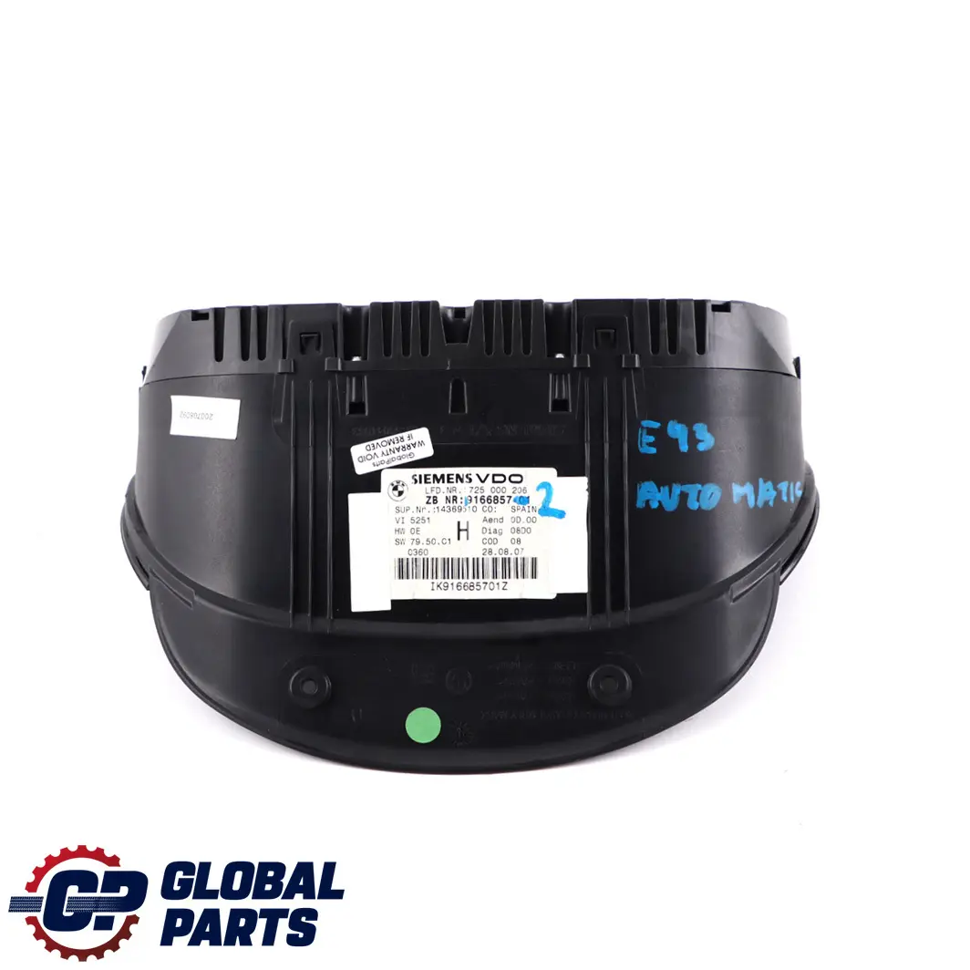 BMW 3 E90 E91 E92 Petrol Instrument Cluster Speedo Clocks Automatic MPH 9166857 - SKU rhd-9166857-2 - Part number 9148045