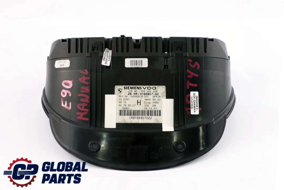 Instrument Cluster Speedo Clocks 9166857 Manual to BMW E90 E90N E91 E92 Petrol with Part number 9148045 BMW E90 E90N E91 E92 Petrol Instrument Cluster Speedo Clocks 9166857 Manual - SKU rhd-9166857 - Part number 9148045