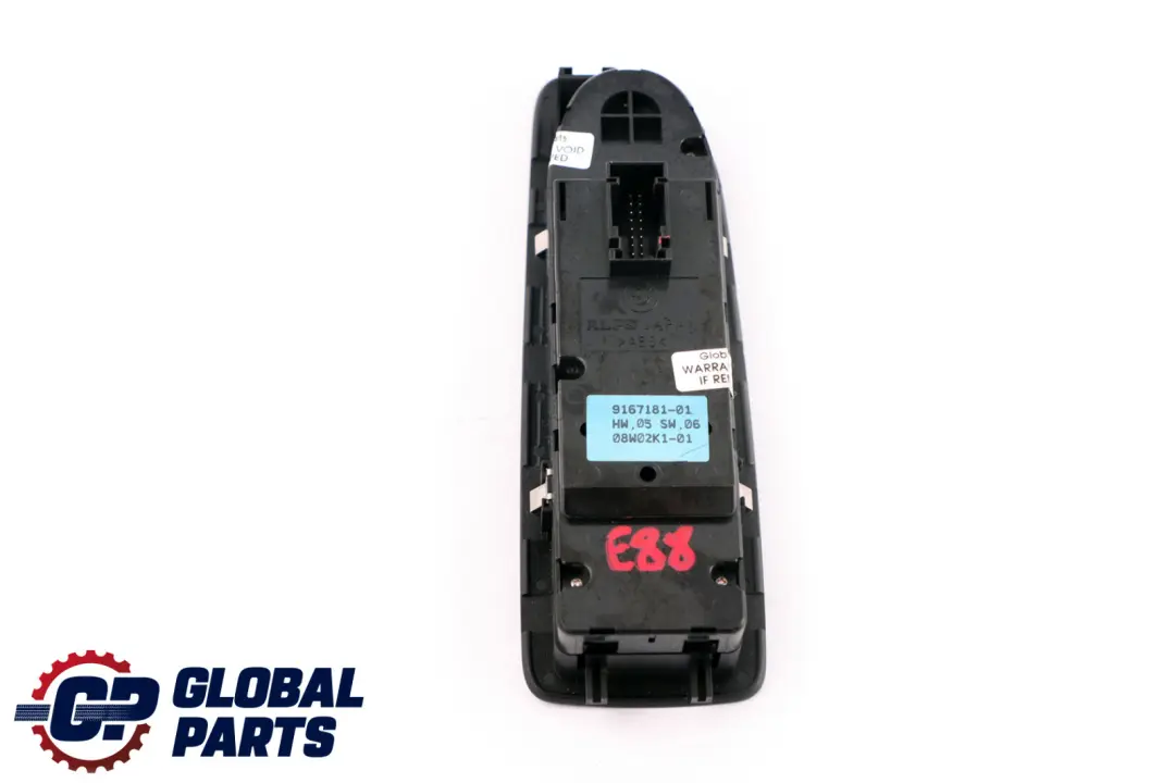 Driver's Side Window Lifter Switch Panel Black to BMW 1 Series E88 with Part number 9167181 BMW 1 Series E88 Driver's Side Window Lifter Switch Panel Black - SKU rhd-9167181 - Part number 9167181