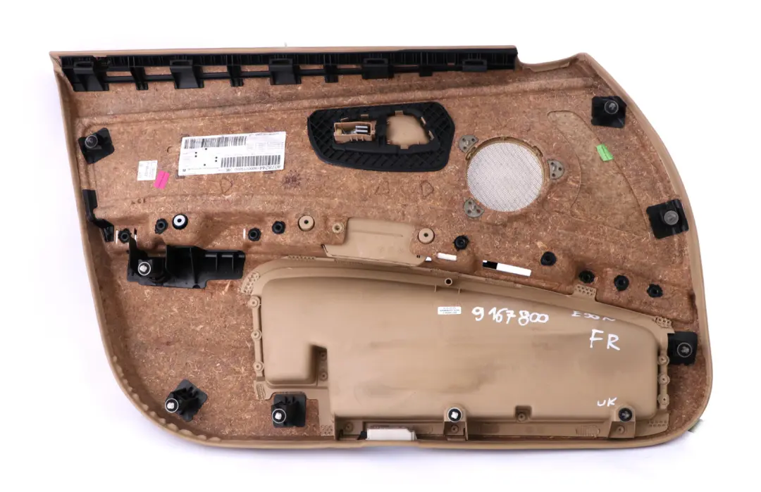 BMW 3 Series E90 E91 LCI Front Right Door Card O/S Beige Cloth Vertex Panel - SKU rhd-9167800 - Part number 9167800