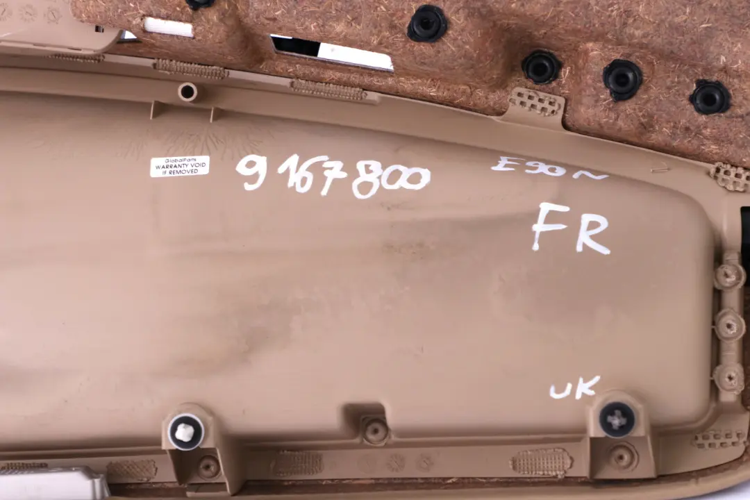 Front Right Door Card O/S Beige Cloth Vertex Panel to BMW 3 Series E90 E91 LCI with Part number 9167800 BMW 3 Series E90 E91 LCI Front Right Door Card O/S Beige Cloth Vertex Panel - SKU rhd-9167800 - Part number 9167800