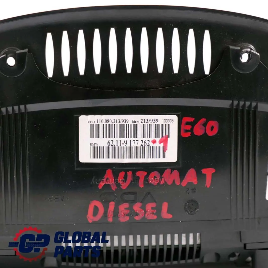 Instrument Cluster Speedo Clocks Automatic Diesel 9177262 to BMW 5 Series E60 E61 with Part number 9135254 BMW 5 Series E60 E61 Instrument Cluster Speedo Clocks Automatic Diesel 9177262 - SKU rhd-9177262-1 - Part number 9135254