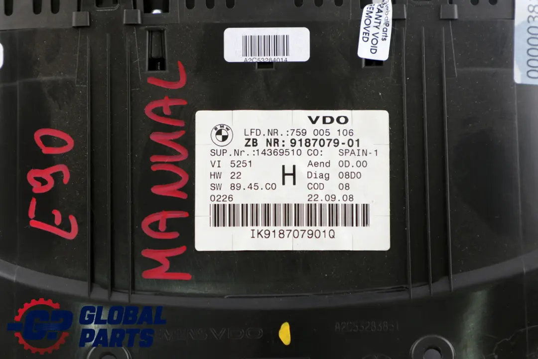 BMW 3 X1 Series E84 E90 E91 Instrument Cluster Speedo Clocks Manual 9187079 - SKU rhd-9187079 - Part number 9316146