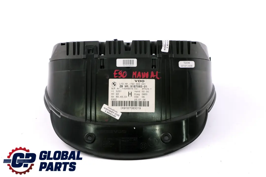 Instrument Cluster Speedo Clocks MPH Manual to BMW E90 E91 E92 with Part number 9187083 BMW E90 E91 E92 Instrument Cluster Speedo Clocks MPH Manual - SKU RHD-9187083 - Part number 9187083