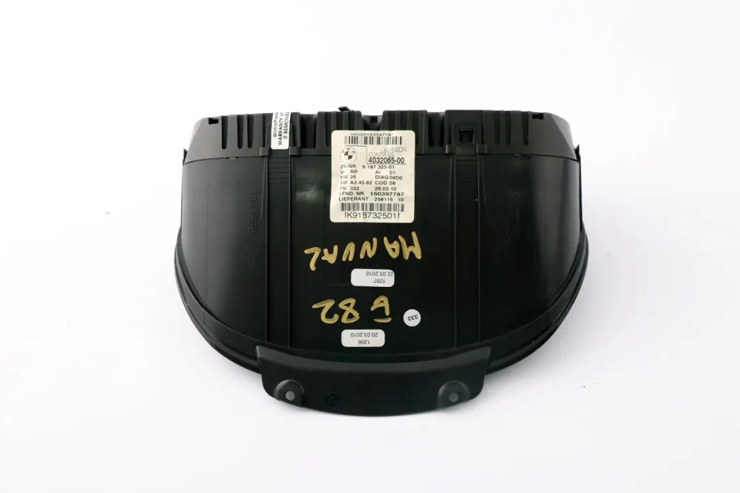 Instrument Cluster Speedo Clocks to BMW 1 Series E81 E82 E87 LCI E88 with Part number 9187325 BMW 1 Series E81 E82 E87 LCI E88 Instrument Cluster Speedo Clocks - SKU rhd-9187325 - Part number 9187325