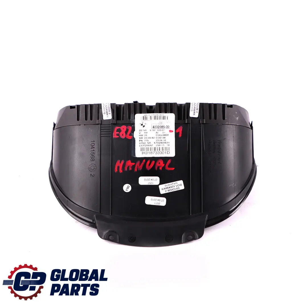 Speedo Clocks Instruments Combination Manual to BMW 1 E81 E82 E87 LCI with Part number 9187333 BMW 1 E81 E82 E87 LCI Speedo Clocks Instruments Combination Manual - SKU rhd-9187333-1 - Part number 9187333