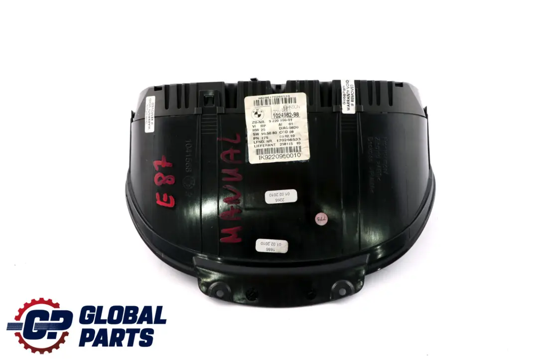 Instrument Cluster Speedo Clocks 9220950 to BMW 1 Series E81 E82 E87 E88 Diesel with Part number 62109220950 BMW 1 Series E81 E82 E87 E88 Diesel Instrument Cluster Speedo Clocks 9220950 - SKU rhd-9220950 - Part number 62109220950