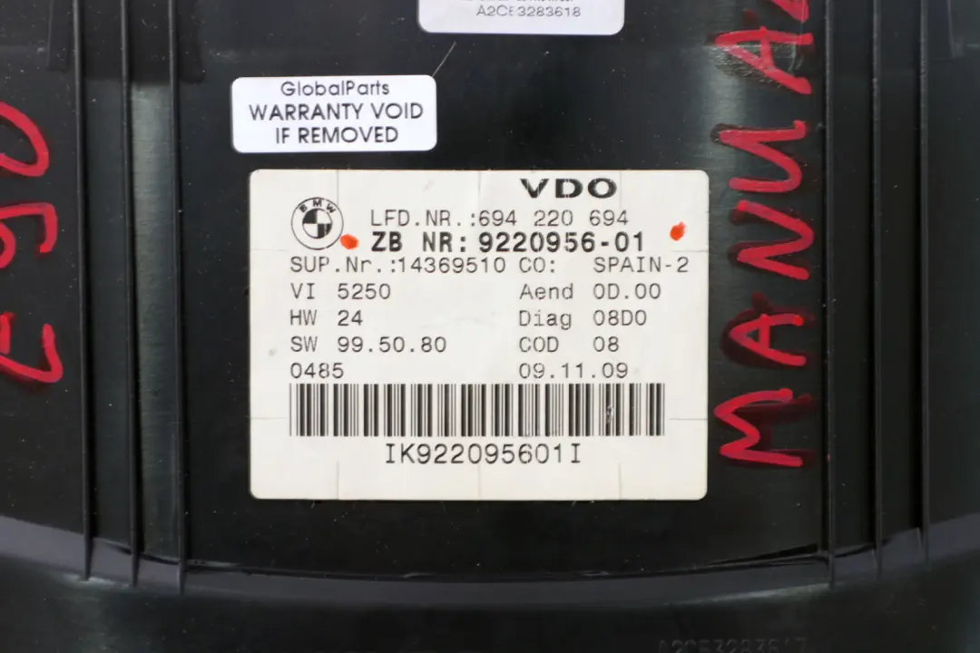 Instrument Cluster Speedo Clocks Petrol to BMW 3 X1 Series E84 E90 E91 E92 with Part number 9220956 BMW 3 X1 Series E84 E90 E91 E92 Instrument Cluster Speedo Clocks Petrol - SKU rhd-9220956 - Part number 9220956