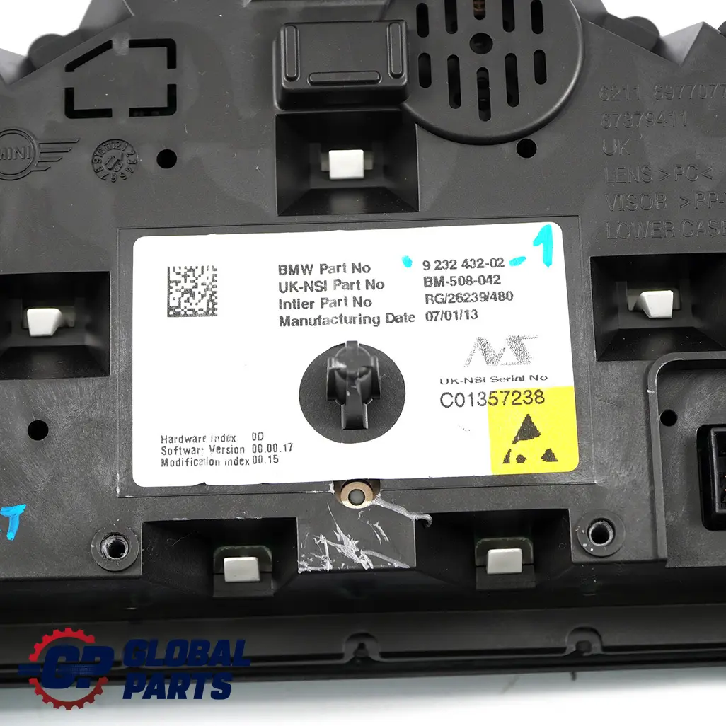 Instrument Cluster Speedo Meter Panel Automatic to MINI Cooper R55 R56 LCI with Part number 9232432 MINI Cooper R55 R56 LCI Instrument Cluster Speedo Meter Panel Automatic - SKU rhd-9232432-1 - Part number 9232432