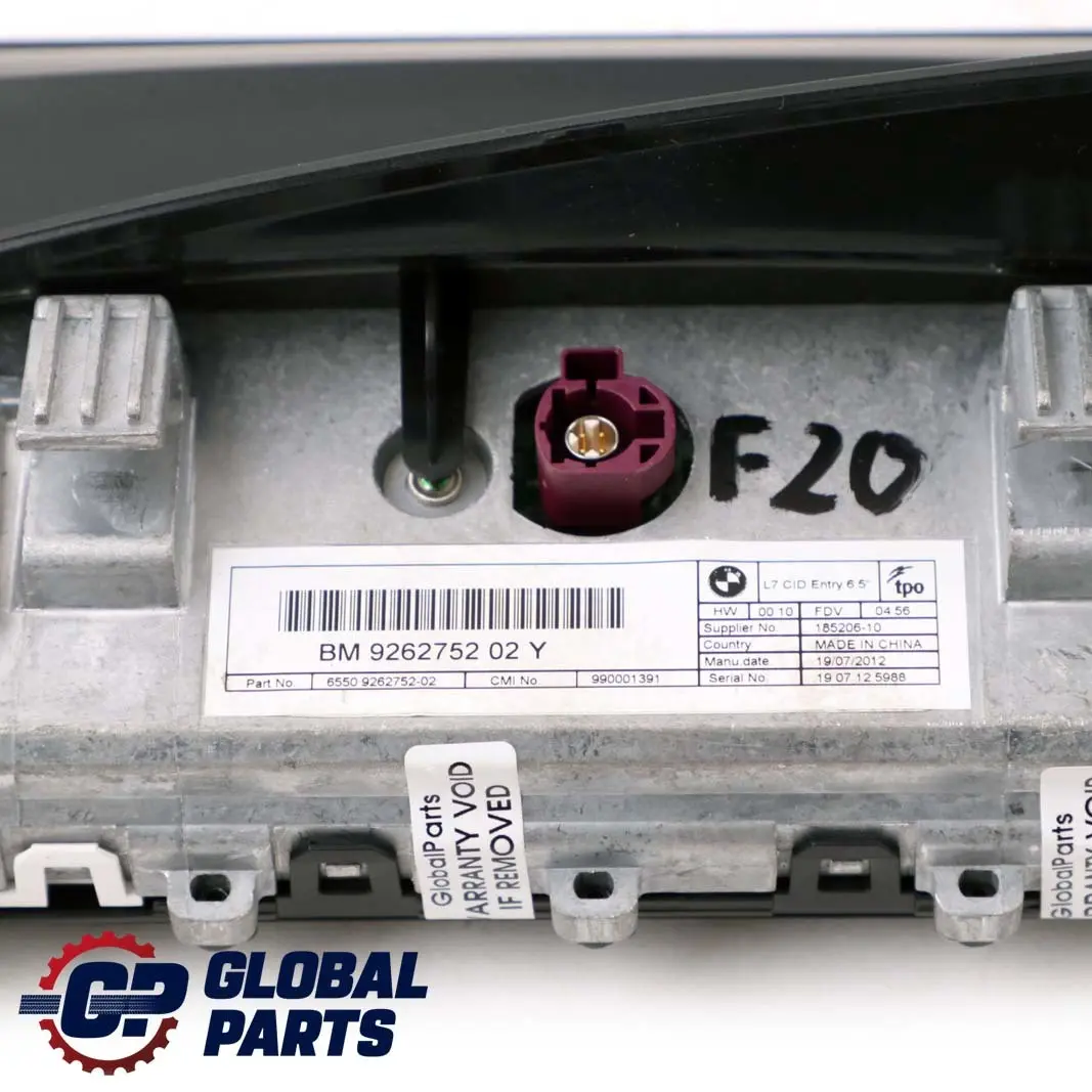 BMW 1 2 Series F20 F21 F22 F23 Central Information Display Screen 6,5" - SKU rhd-9262752 - Part number 9262752