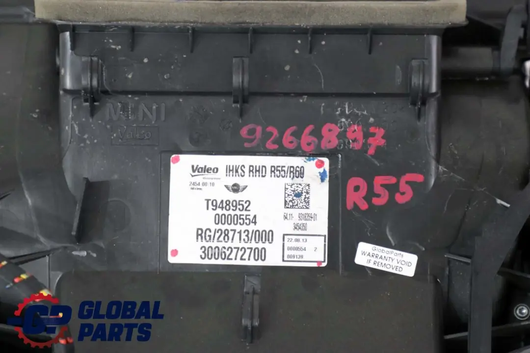 Heater Blower Matrix Box Valeo to BMW Mini R55 R60 Clubman Countryman with Part number 9266897 BMW Mini R55 R60 Clubman Countryman Heater Blower Matrix Box Valeo - SKU rhd-9266897 - Part number 9266897