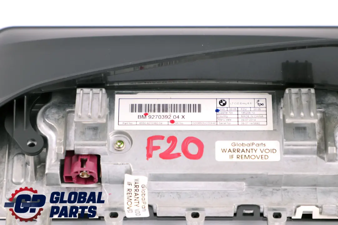 BMW 1 2 Series F20 F21 F22 Central Information Display Screen 6,5" 9270392 - SKU rhd-9270392 - Part number 9262752