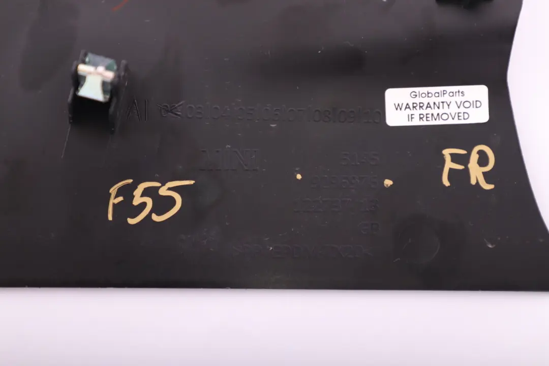 Trim Cover Middle Bottom Front Right O/S Black to BMW Mini F55 F56 F57 with Part number 9296976 BMW Mini F55 F56 F57 Trim Cover Middle Bottom Front Right O/S Black - SKU rhd-9296976 - Part number 9296976