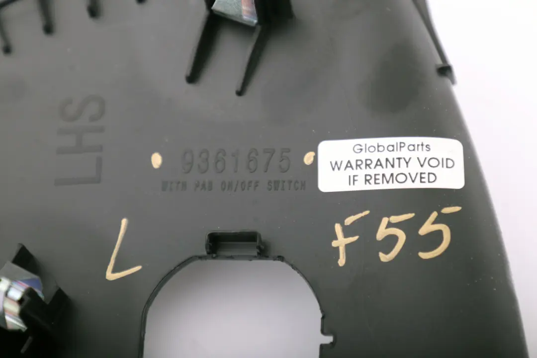 Trim Cover Front Panel Outer Left N/S Black to BMW Mini Cooper One F55 with Part number 9361675 BMW Mini Cooper One F55 Trim Cover Front Panel Outer Left N/S Black - SKU rhd-9361675 - Part number 9361675