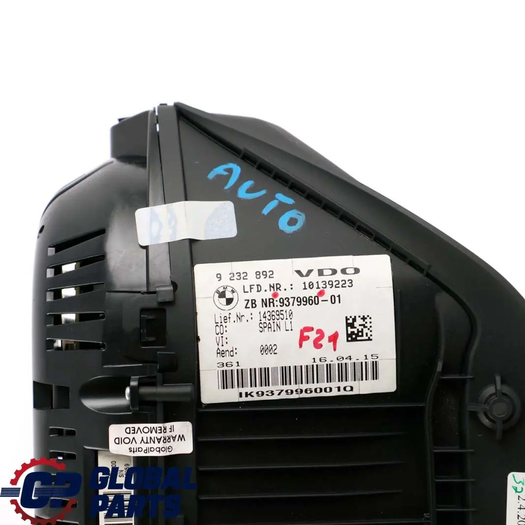 BMW 1 3 Series F20 F21 F30 F31 Instrument Cluster Speedo Clocks MPH Automatic - SKU rhd-9379960 - Part number 9379960