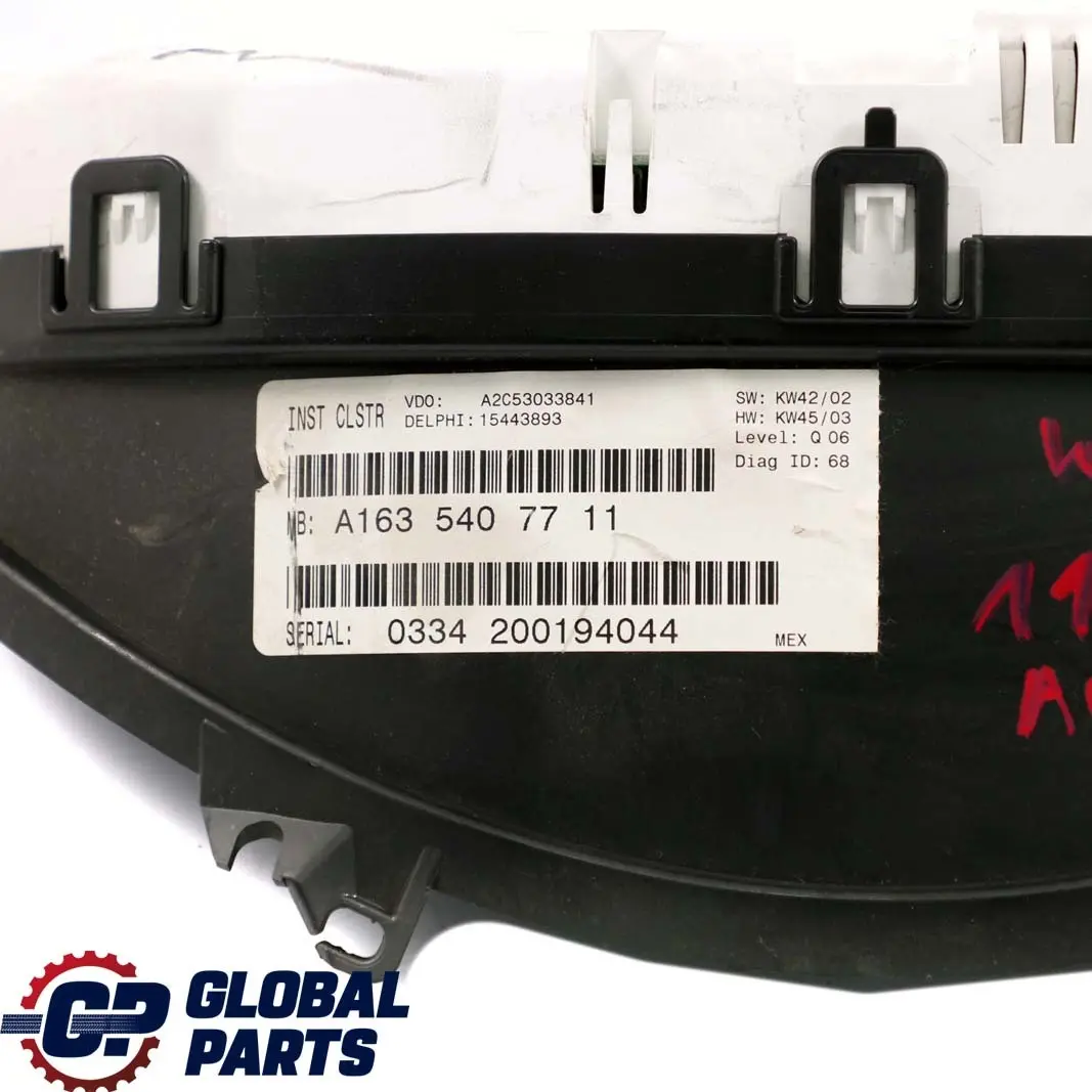  Mercedes-Benz M ML W163 Instrument Cluster Speedo Clocks Automatic - SKU rhd-A1635407711 - Part number A1635407711