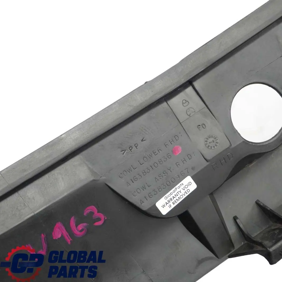 Mercedes-Benz M-Class ML W163 Windscreen Scuttle Panel Trim to with Part number A1638310836 Mercedes-Benz M-Class ML W163 Windscreen Scuttle Panel Trim - SKU rhd-A1638310836 - Part number A1638310836