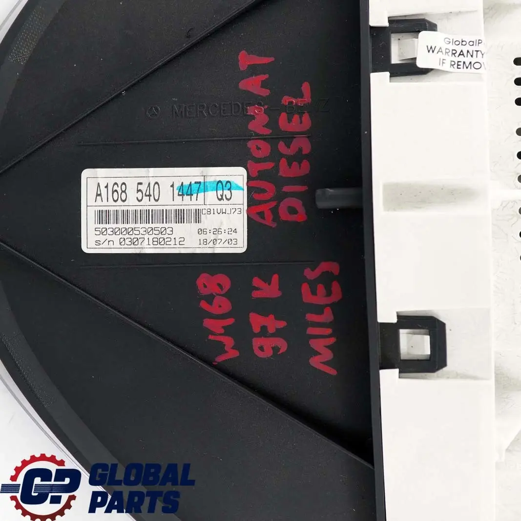  Mercedes-Benz A-Class W168 Instrument Cluster Speedo Clocks Automatic - SKU rhd-A1685401447 - Part number A1685401447