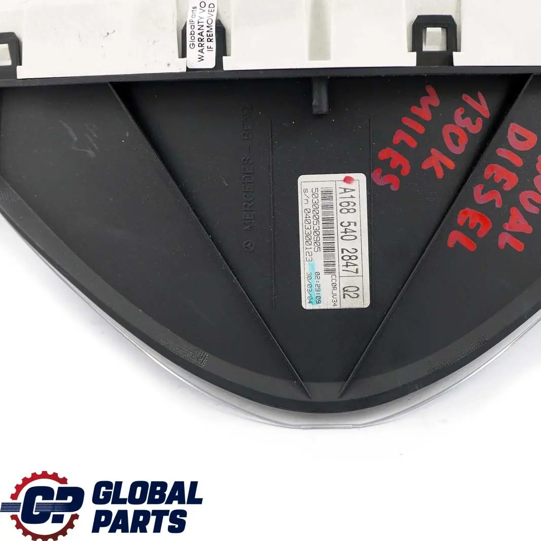 Mercedes-Benz A W168 Diesel Instrument Cluster Speedo Clocks Manual to with Part number A1685402847 Mercedes-Benz A W168 Diesel Instrument Cluster Speedo Clocks Manual - SKU rhd-A1685402847 - Part number A1685402847