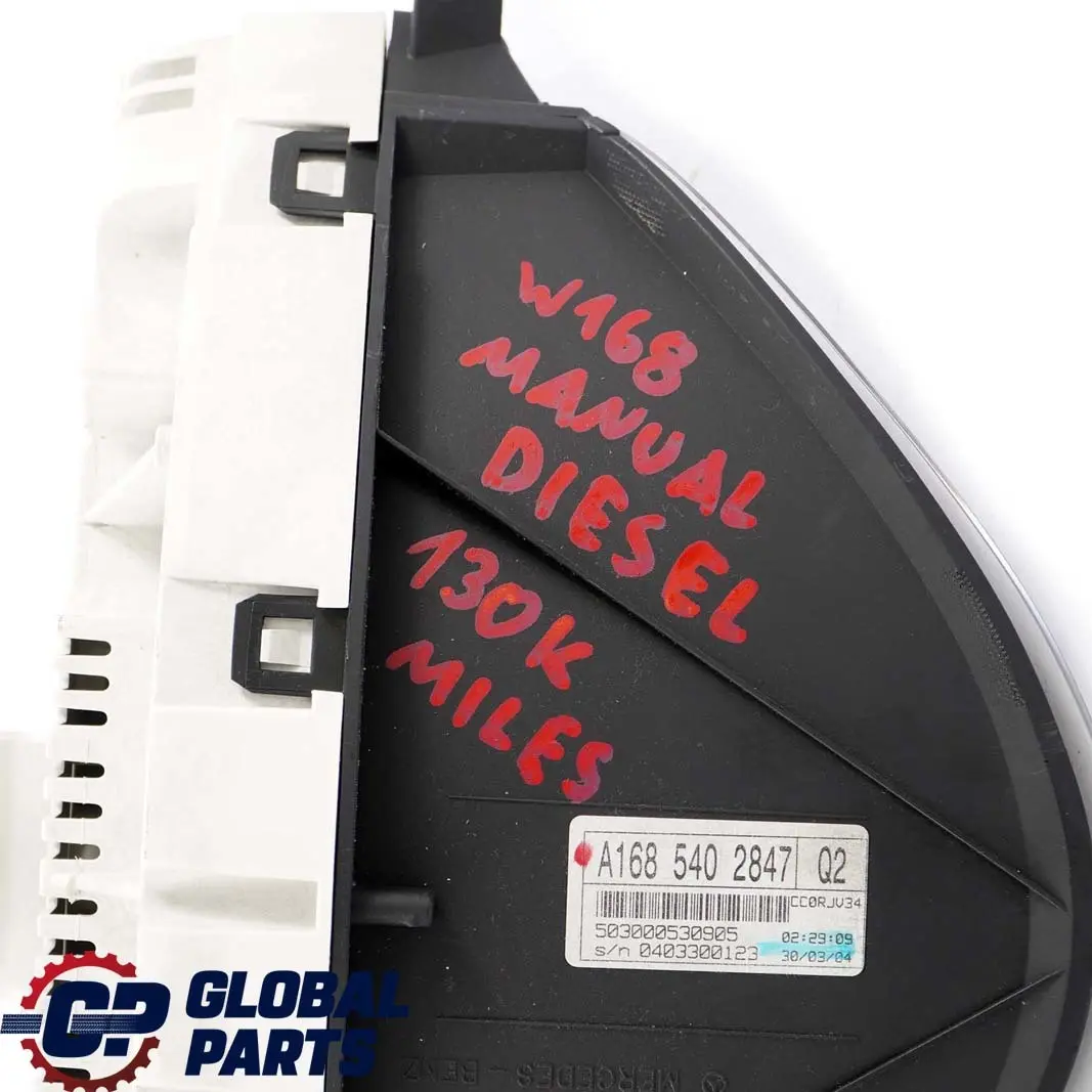  Mercedes-Benz A W168 Diesel Instrument Cluster Speedo Clocks Manual - SKU rhd-A1685402847 - Part number A1685402847