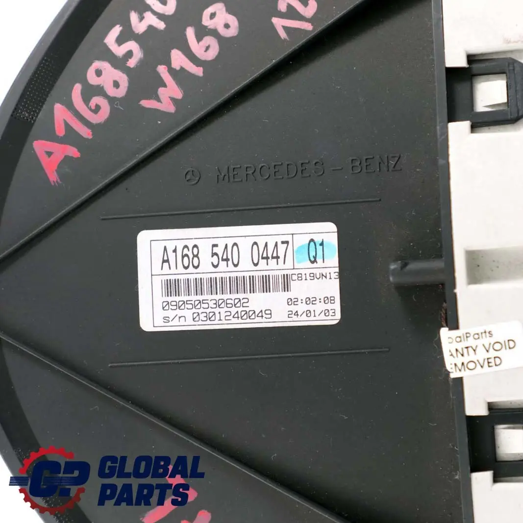 Mercedes-Benz A-Class W168 Instrument Cluster Speedo Clocks Manual to with Part number A1685400447 Mercedes-Benz A-Class W168 Instrument Cluster Speedo Clocks Manual - SKU rhd-A1685404047 - Part number A1685400447