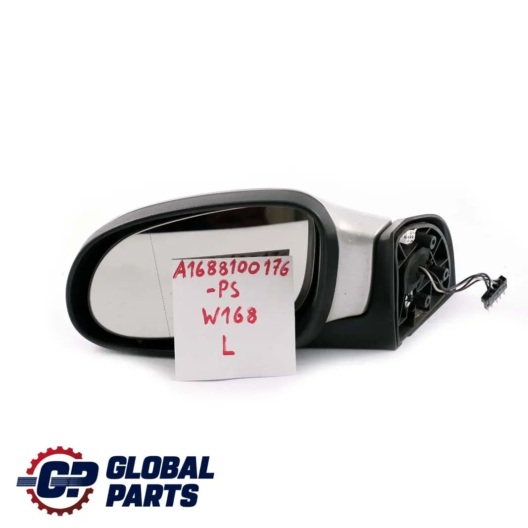 Left N/S Wing Door Mirror Polar Silver Metallic 761 to Mercedes A-Class W168 with Part number A1688100176 Mercedes A-Class W168 Left N/S Wing Door Mirror Polar Silver Metallic 761 - SKU rhd-A1688100176-PS - Part number A1688100176