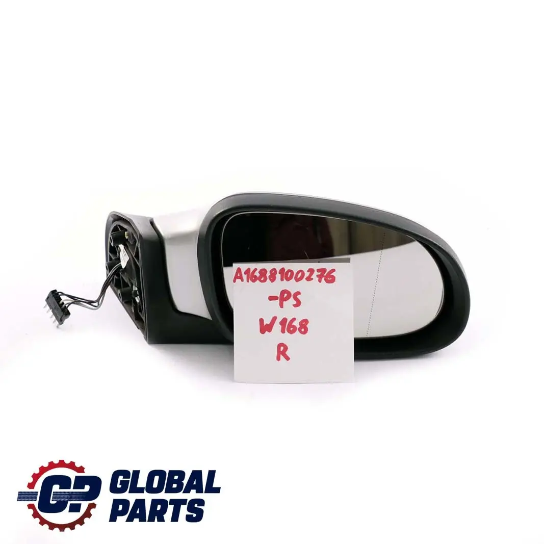 Right O/S Wing Door Mirror Polar Silver Metallic 761 to Mercedes A-Class W168 with Part number A1688100276 Mercedes A-Class W168 Right O/S Wing Door Mirror Polar Silver Metallic 761 - SKU rhd-A1688100276-PS - Part number A1688100276