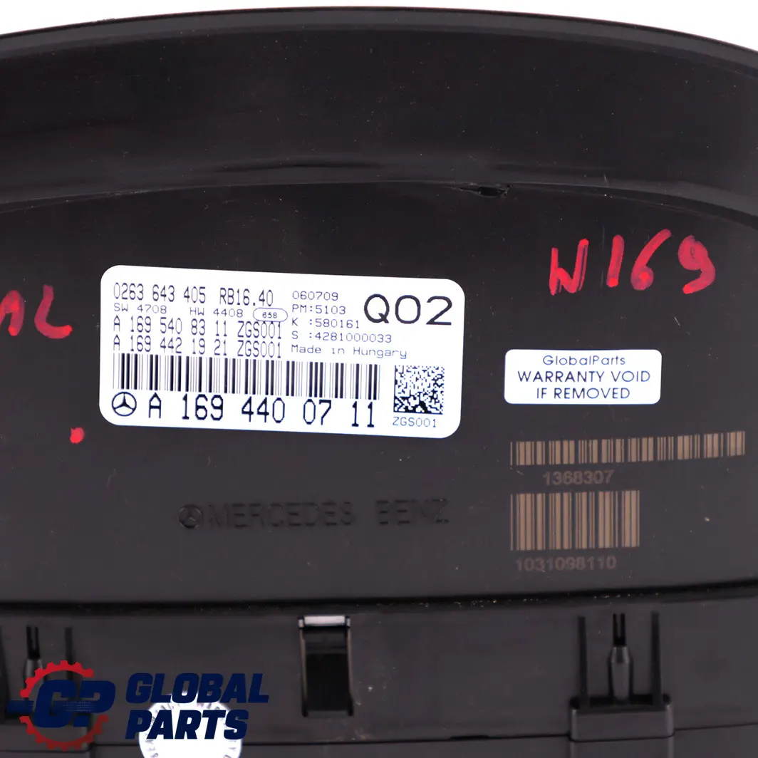 Mercedes-Benz B-Class W245 Instrument Cluster Speedo Clocks Manual to with Part number A1694400711 Mercedes-Benz B-Class W245 Instrument Cluster Speedo Clocks Manual - SKU rhd-A1694400711 - Part number A1694400711