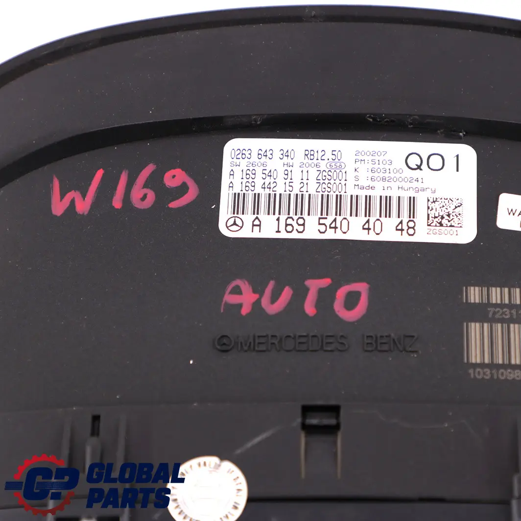Mercedes-Benz A W169 Instrument Cluster Speedo Clocks Automatic to with Part number A1695404048 Mercedes-Benz A W169 Instrument Cluster Speedo Clocks Automatic - SKU rhd-A1695404048 - Part number A1695404048