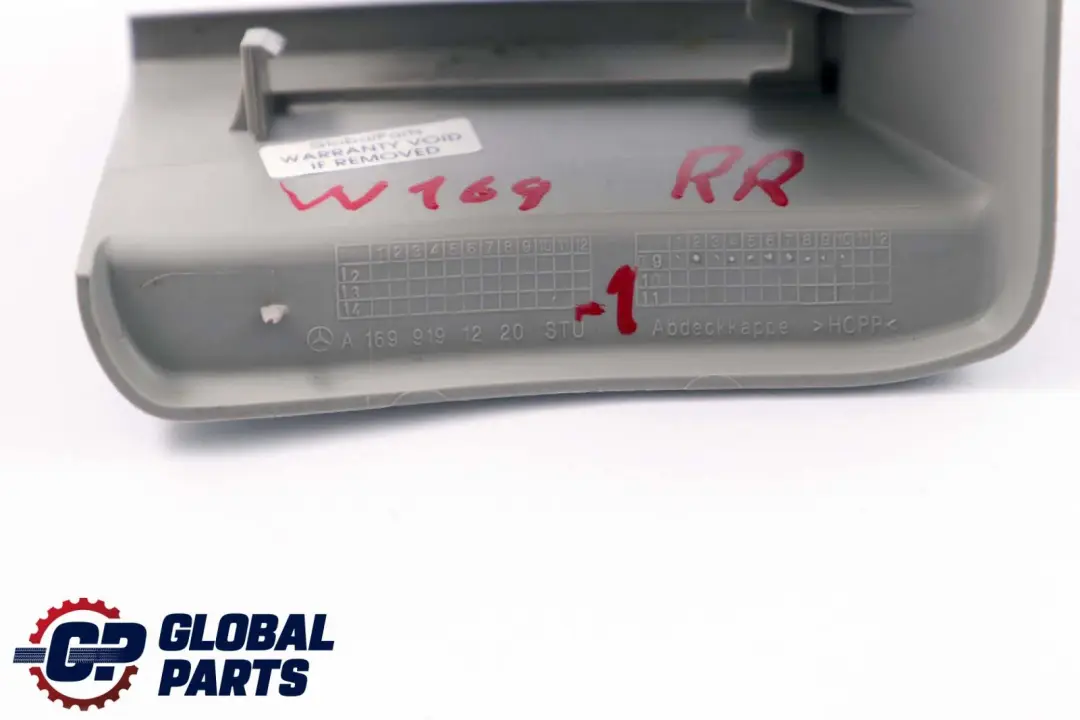 Class W169 W245 Under Rear Right Seat Rail Cover Grey to Mercedes A B with Part number A1699191220 Mercedes A B Class W169 W245 Under Rear Right Seat Rail Cover Grey - SKU rhd-A1699191220-1 - Part number A1699191220