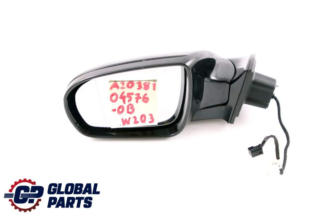 Mercedes C CLC Class CL203 S203 W203 Left N/S Wing Door Mirror Obsidian Black - SKU rhd-A2038104576-OB - Part number A2038104576