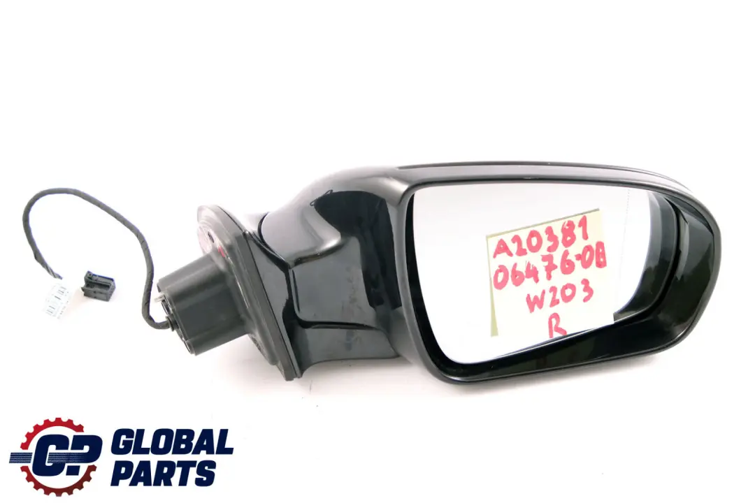 Class CL203 S203 W203 Right O/S Wing Door Mirror Obsidian Black to Mercedes C CLC with Part number A2038106476 Mercedes C CLC Class CL203 S203 W203 Right O/S Wing Door Mirror Obsidian Black - SKU rhd-A2038106476-OB - Part number A2038106476