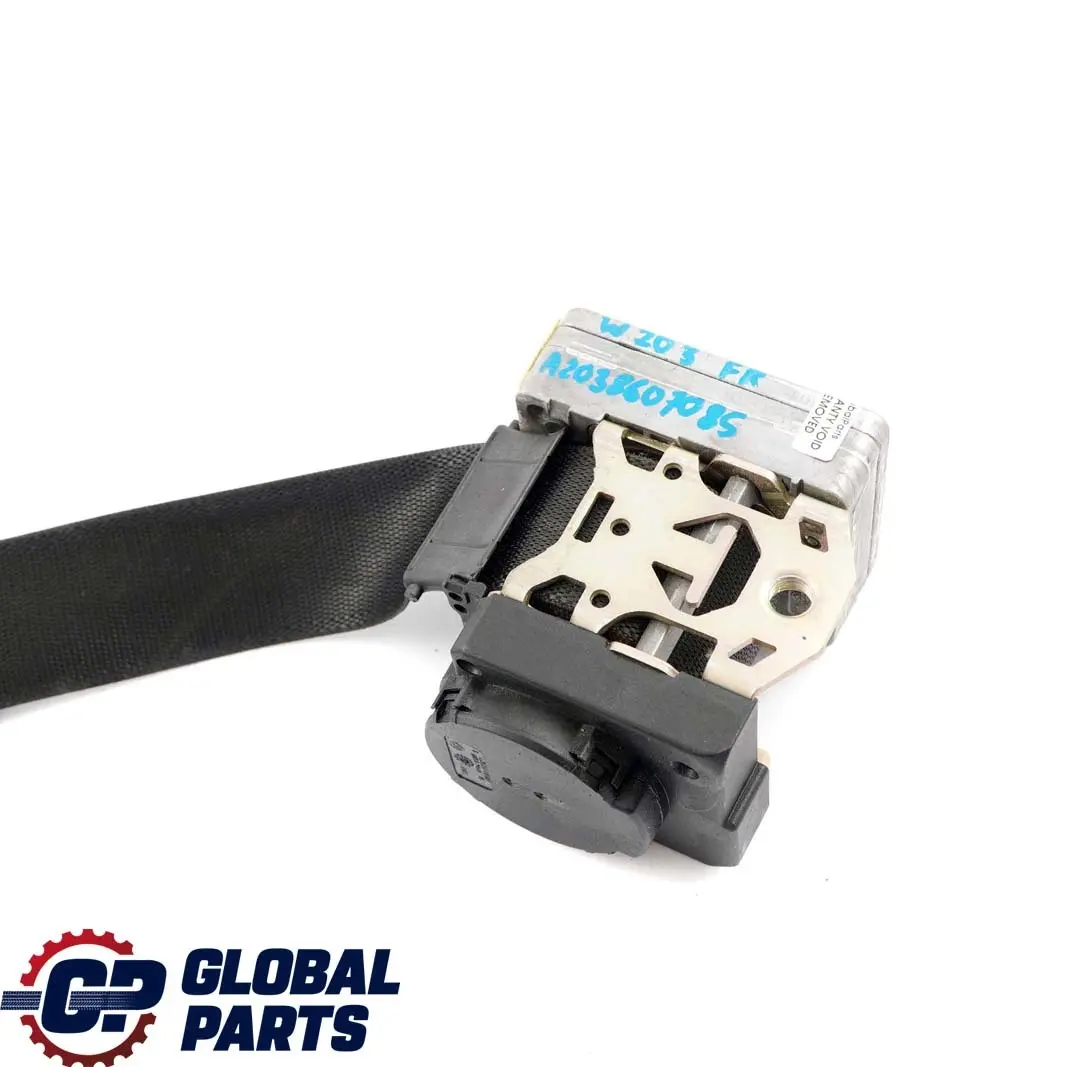 Mercedes-Benz C-Class W203 Front Right O/S Side Seat Belt Black to with Part number A2038607085 Mercedes-Benz C-Class W203 Front Right O/S Side Seat Belt Black - SKU rhd-A2038607085 - Part number A2038607085