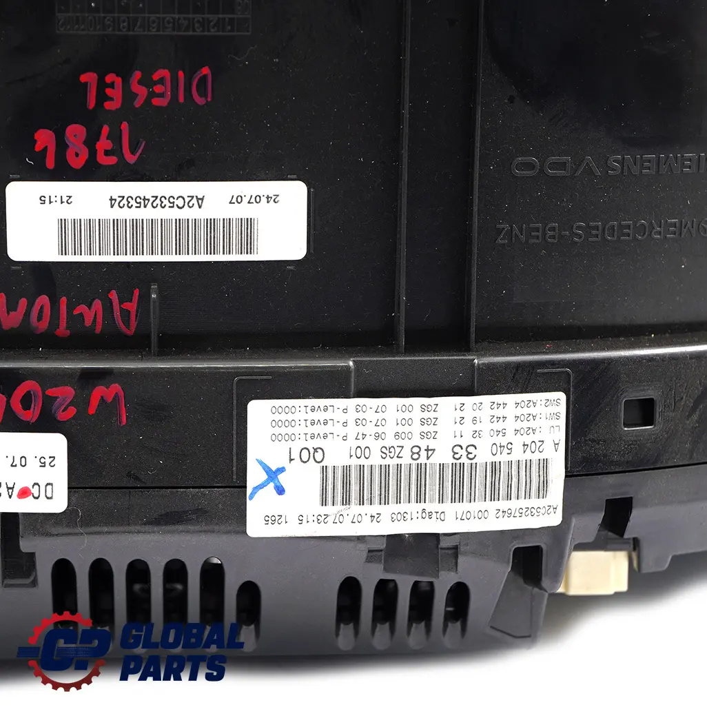 Mercedes-Benz C-Class W204 Diesel Instrument Cluster Speedo Clocks Automatic to with Part number A2045403348 Mercedes-Benz C-Class W204 Diesel Instrument Cluster Speedo Clocks Automatic - SKU rhd-A2045403348 - Part number A2045403348