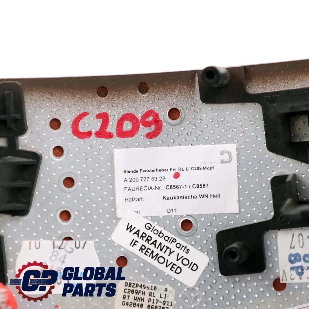Mercedes CLK-Class C209 Left N/S Door Window Switch Wood Cover - SKU rhd-A2097276328 - Part number A2097276328