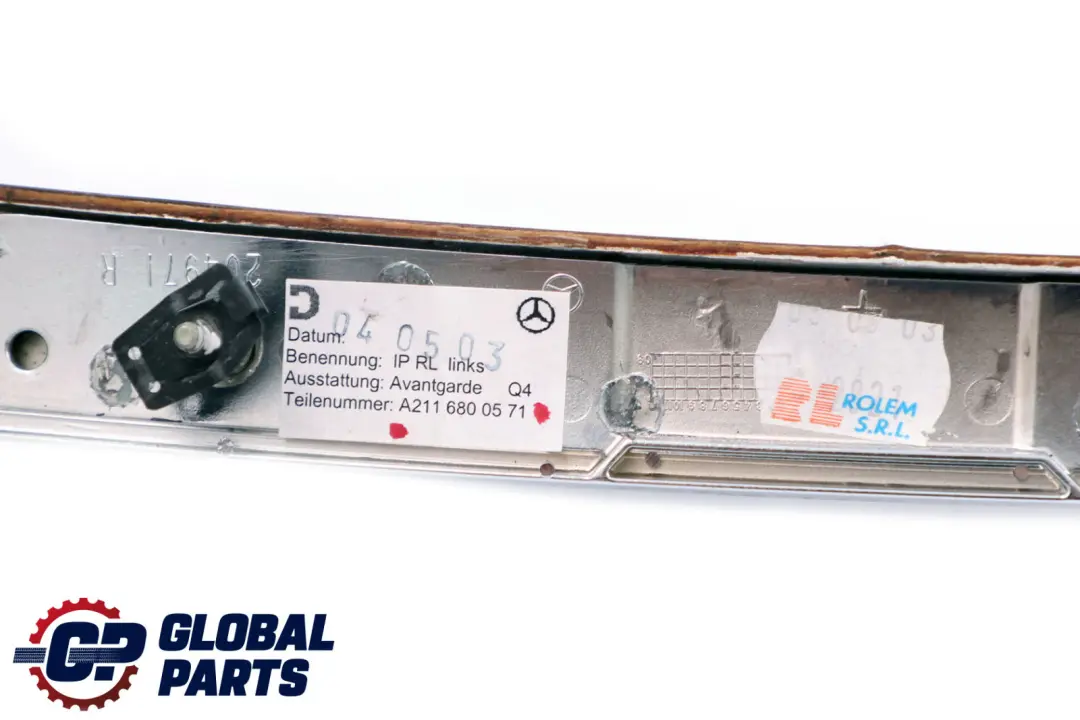 Left N/S Passenger Side Dashboard Wood Trim Strip to Mercedes E-Class S211 W211 with Part number A2116800571 Mercedes E-Class S211 W211 Left N/S Passenger Side Dashboard Wood Trim Strip - SKU rhd-A2116800571 - Part number A2116800571