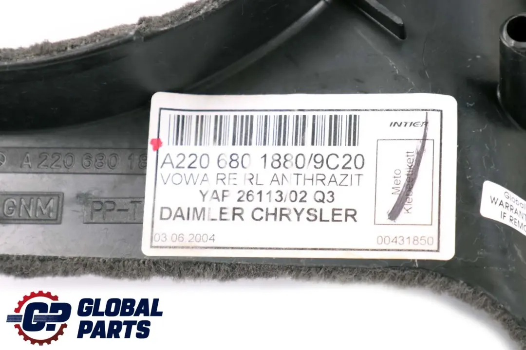 Mercedes-Benz S-Class W220 Right Front Kick Panel Trim Cover Black to with Part number A2206801880 Mercedes-Benz S-Class W220 Right Front Kick Panel Trim Cover Black - SKU rhd-A2206801880 - Part number A2206801880