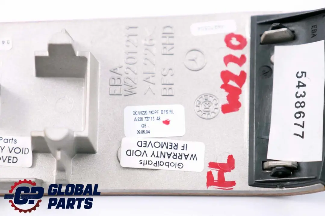 Mercedes S-Class W220 Left N/S Door Window Switch Wood Cover Frame - SKU rhd-A2207271348 - Part number A2207271348