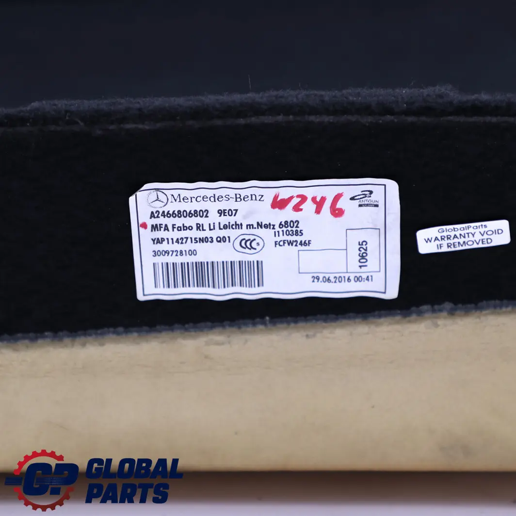  Mercedes-Benz A-Class W176 Front Left N/S Floor Carpet Cover - SKU rhd-A2466806802 - Part number A2466806802